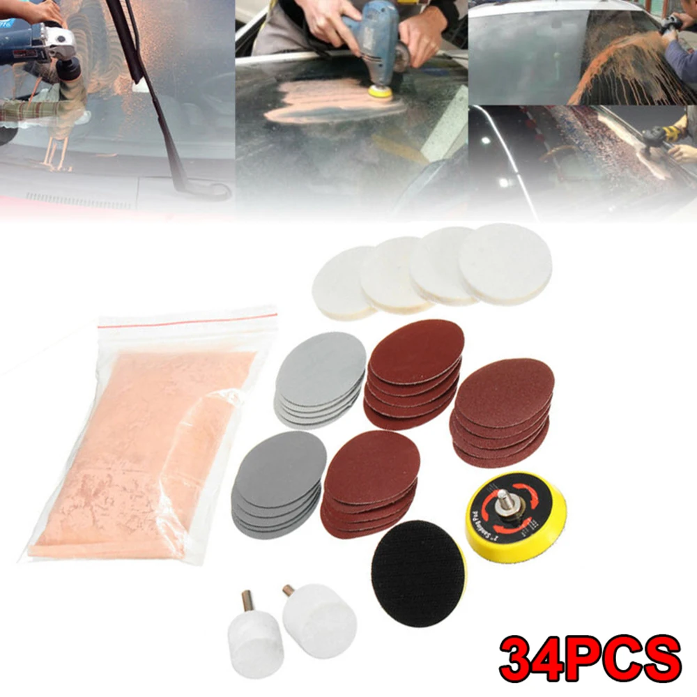 

34pcs/set Window Deep Scratch Remover Mirrors Grinding Portable Repair Multifunctional Glass Polishing Kit Tool Pratical
