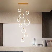 modern luxury led chandelier living room home decorator restaurant bar ring villa stair chandelier acrylic lamp goldblack