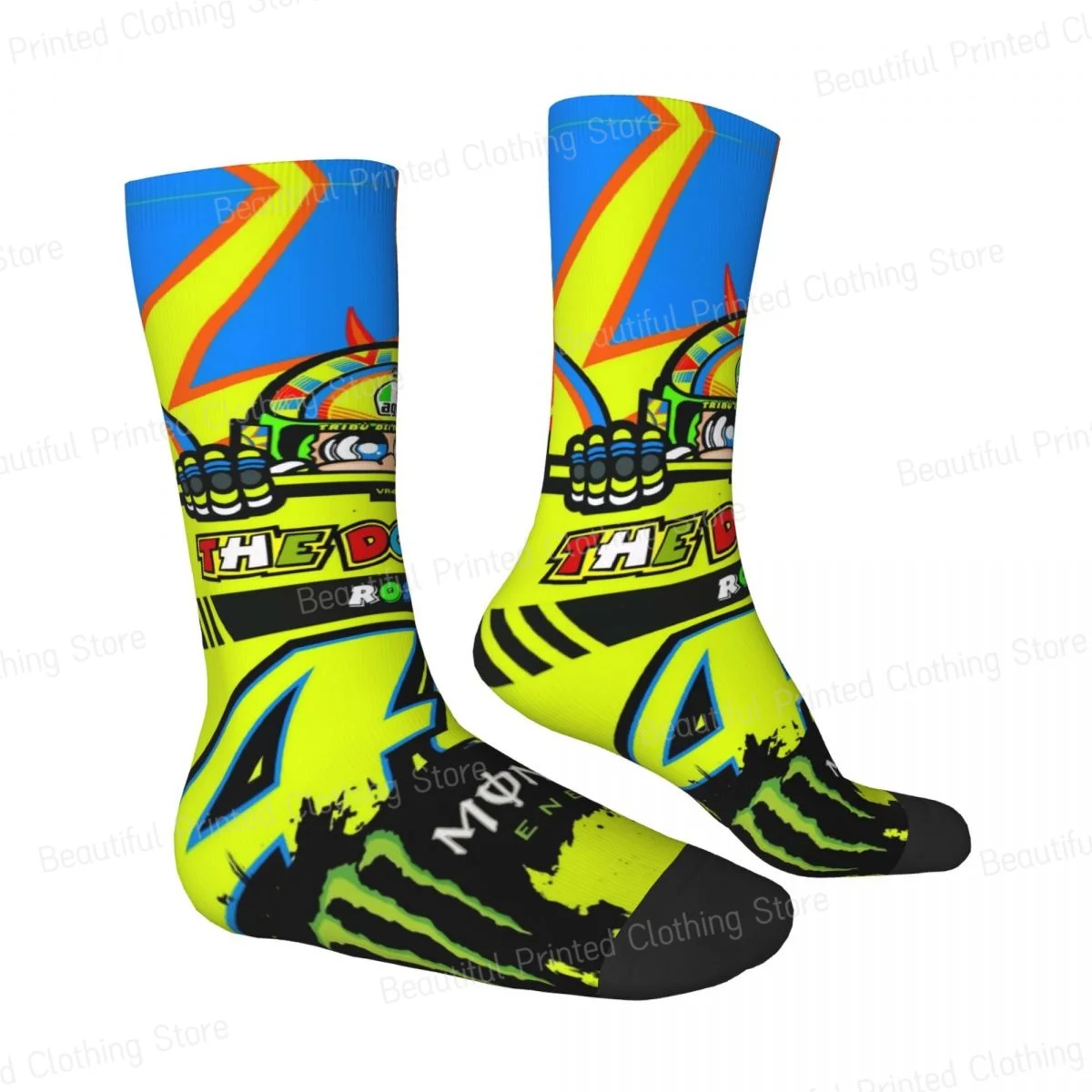 Rossi-Race мотоциклетные гонки мужские и женские носки с круглым вырезом
