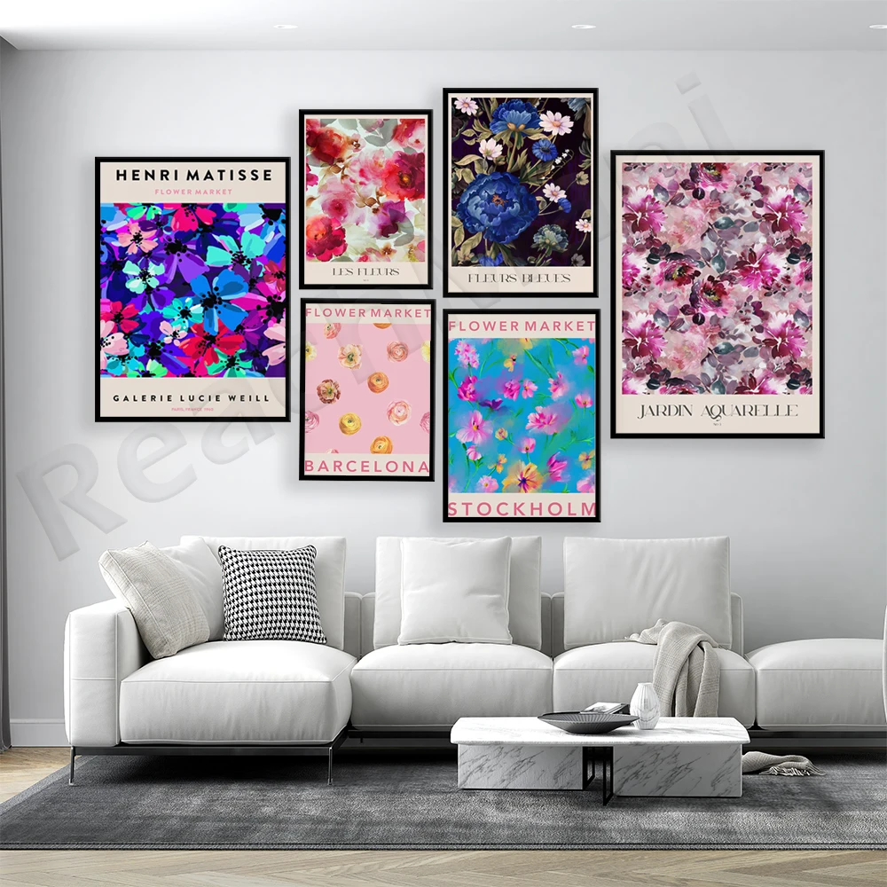 

Matisse Flower Market Print, Wildflowers, Bold Pink and Red Flowers, Matisse Plants, Aesthetic Flowers Floral Poster