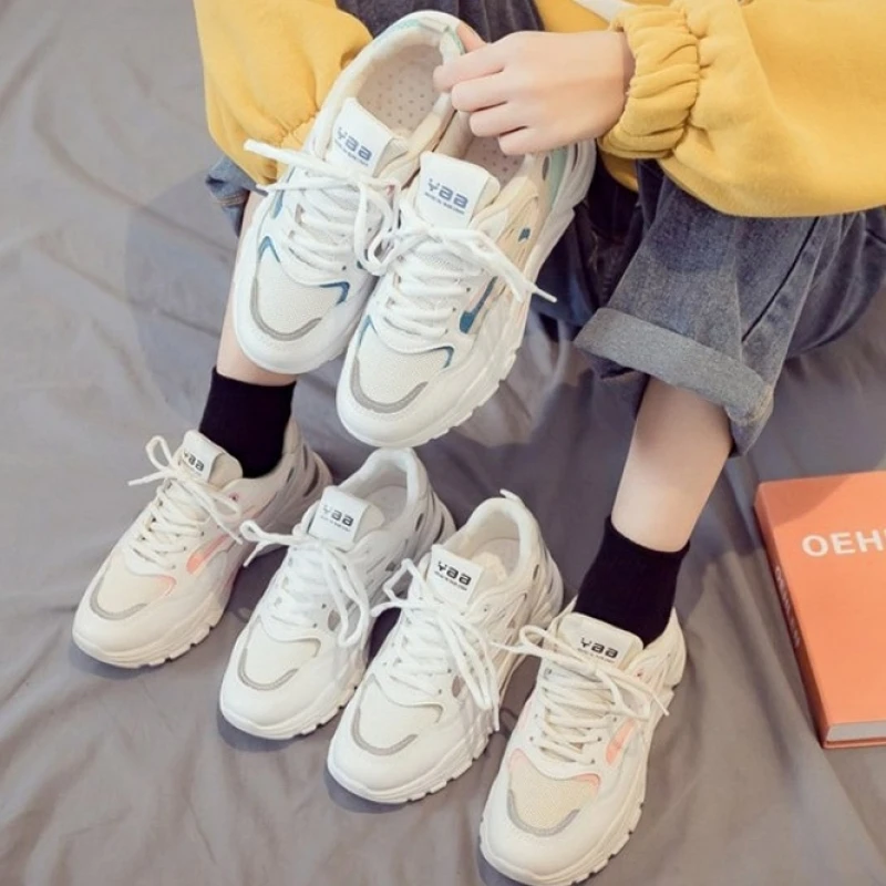 

Dad's shoes women's spring new Korean-style college-style running shoes for girls with thick sole running shoes