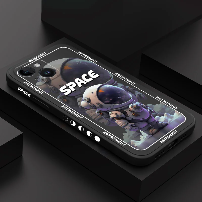 

Space Astronaut Phone Case For iPhone 14 13 12 11 Plus Pro Max Mini X XR XS SE2020 8 7 6 6S Plus Liquid Silicone Cover