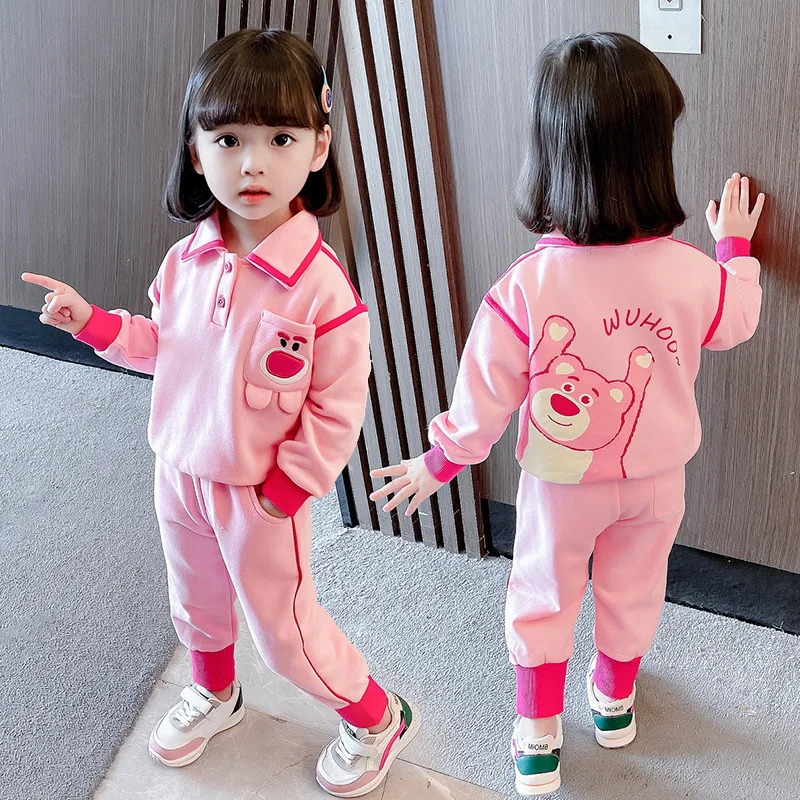 

Winter new kids plush sweatshirt slacks set 2022 girls sweet high quality Korean version children's clothing