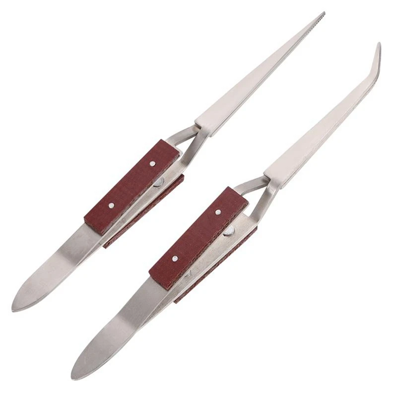 

2Pcs Stainless Steel Cross Locking Lock Tweezers Self Closing Jewelry Soldering Craft Repair Hand Tool