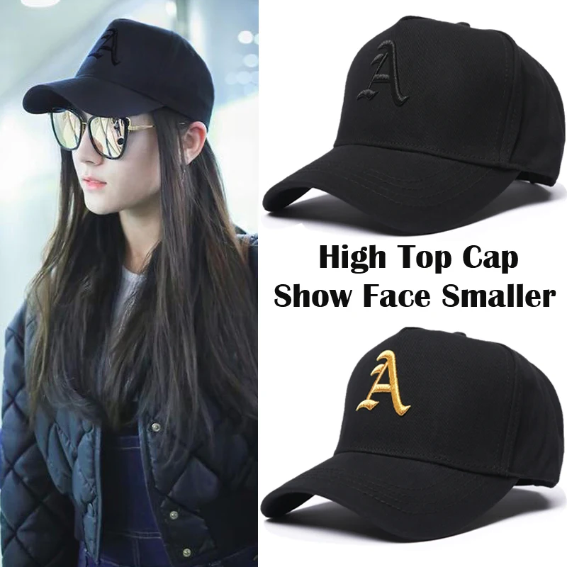 Women's Hat Female Baseball Cap for Men Male Trucker Hat High Top Embroidery Letter A Cotton Fashion Luxury Brand Hip Hop Sports