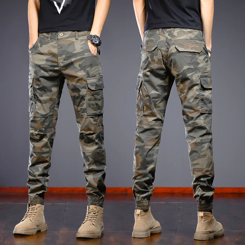Fashion Streetwear Men Jeans Big Pocket Spliced Designer Casual Cargo Pants Hombre Hip Hop Joggers Men Overall Military Trousers