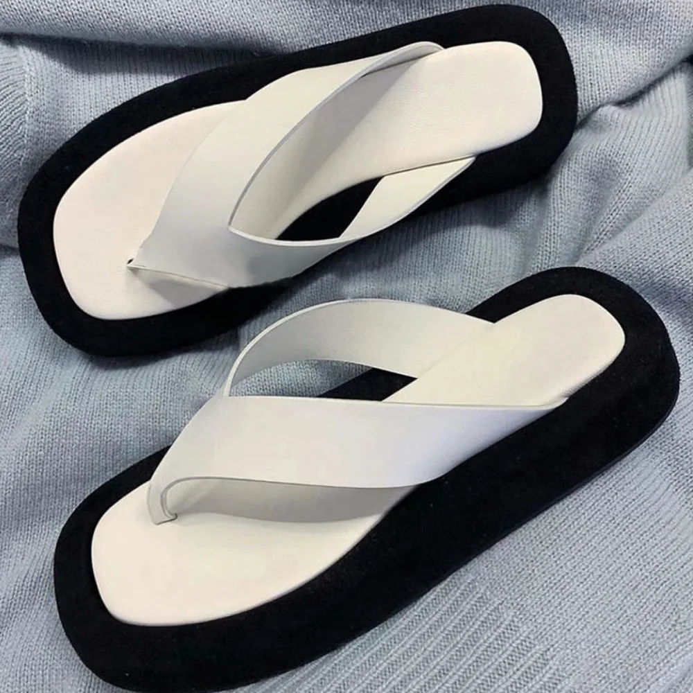 ASYAPOY Slippers Bottom Color Matching Flip-Flops Summer New All-Matching Non-Slip Beach Ladies Sandalia