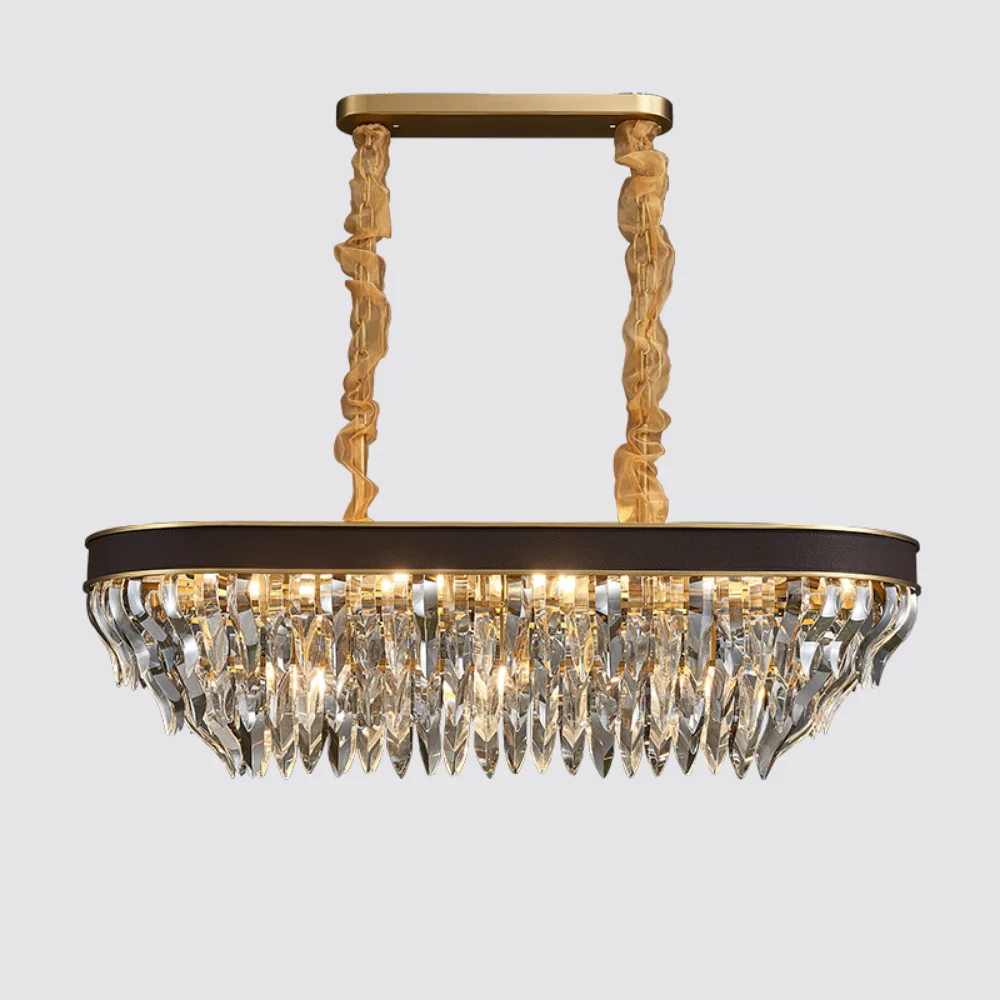 Designers recommend modern restaurant crystal chandelier rectangular luxury American villa light living room lamp