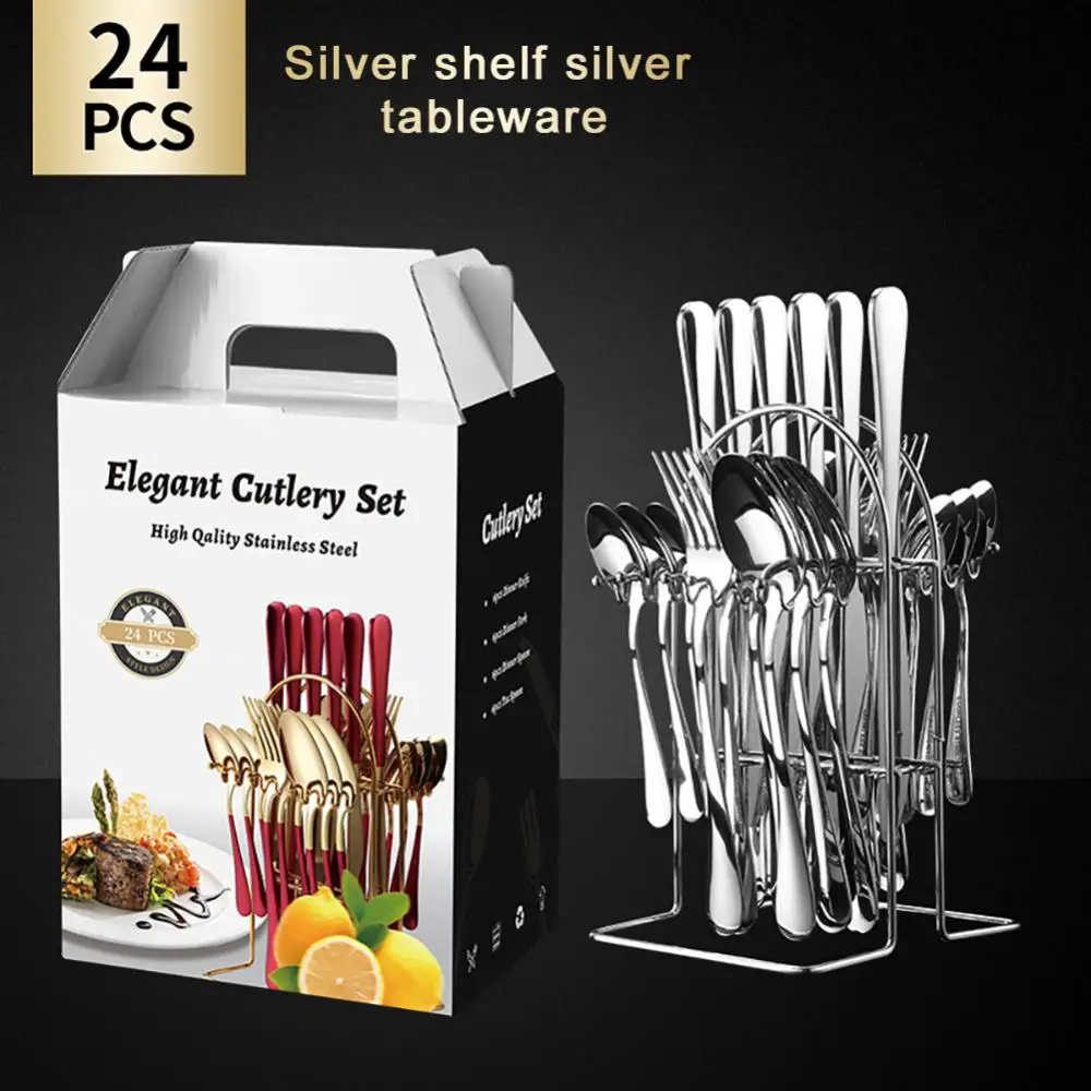 

Нож, вилка, ложка, разноцветный Полировочный цельный дизайн с закругленными краями, Легкая очистка, кухонные аксессуары, набор посуды, полка