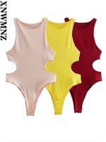 xnwmnz ladies fashion candy color soft bodysuit 2022 ladies sexy waist cutout high street bodysuit girls chic jumpsuit