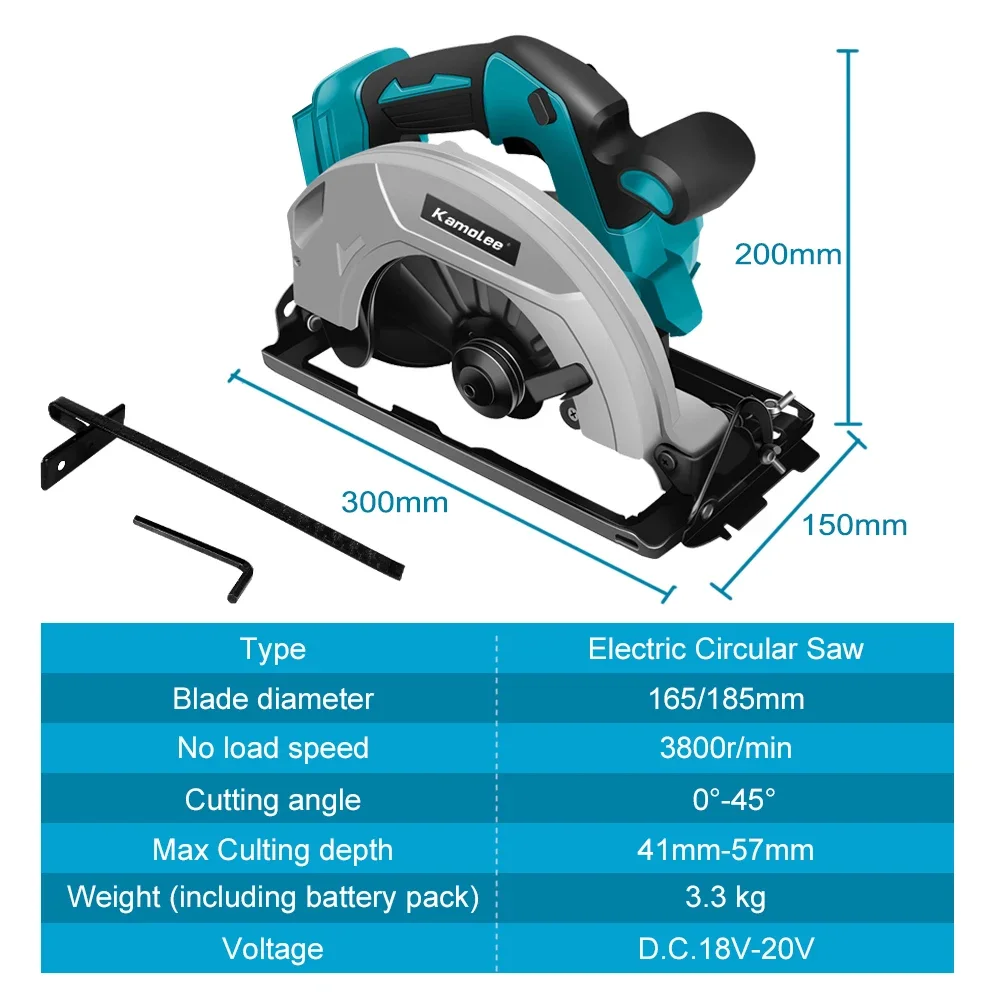 Kamolee 7-Inch Electric Circular Saw Compatible with Makita 18V Battery Lightweight for Easy Handling