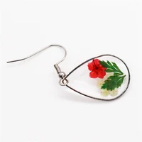 1 korean retro geometric transparent resin dry flower earrings 2020 new fashion party jewelry simple