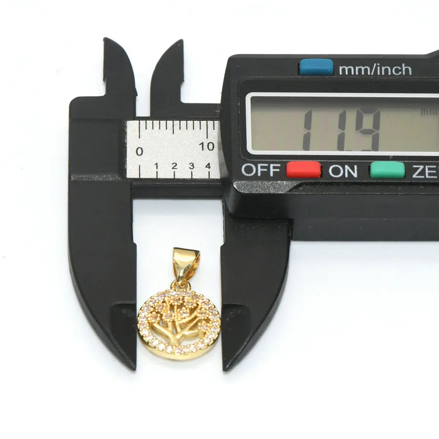 Кулон Дерево жизни из циркония с покрытием настоящего золота 18 К 12 мм для