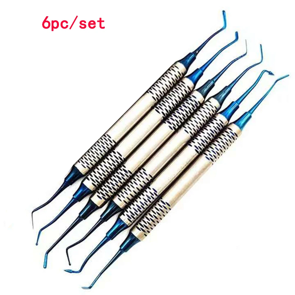6Pcs/Kit Dental Composite Resin Filling Spatula Resin Filling Repair Dentist Tools Instrument Titanium Plated Restoration Head