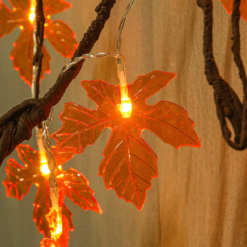 

1.5m 10 Lights Maple Leaves Garland Led Fairy Lights for Christmas Decoration Autumn String Light Festive DIY Halloween Decor