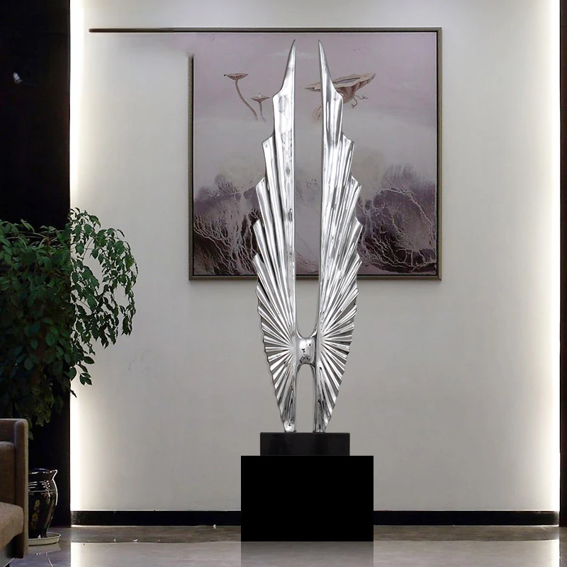 

Floor-to-floor electroplating partition ornaments in hotel lobby, handicraft decoration in club, abstract sculpture works in vil