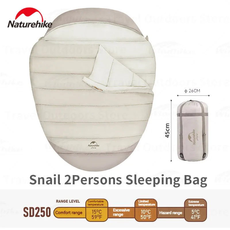 

Туристический спальный мешок Naturehike, портативный вместительный утолщенный спальный мешок на 2 человек, с капюшоном, уличная зимняя одежда, сохраняет тепло