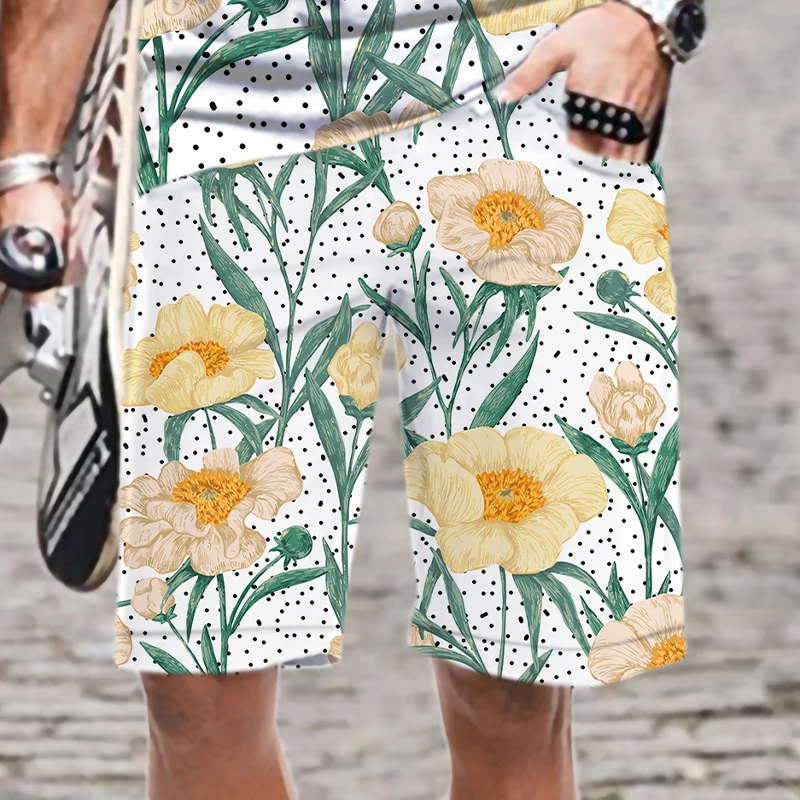 

Men's Casual Shorts Snowflake Pattern Streetwear Loose Beach Elastic Waist Quick Dry Fashion Swimming Swimsuit 2022 3D Printed