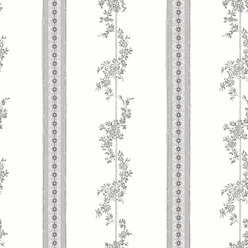 

Drottningholm Grey Floral Stripe Wallpaper