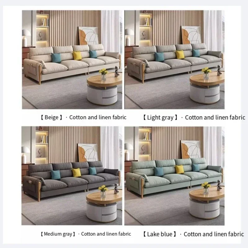 Скандинавский тканевый диван из цельного дерева небольшая квартира простая