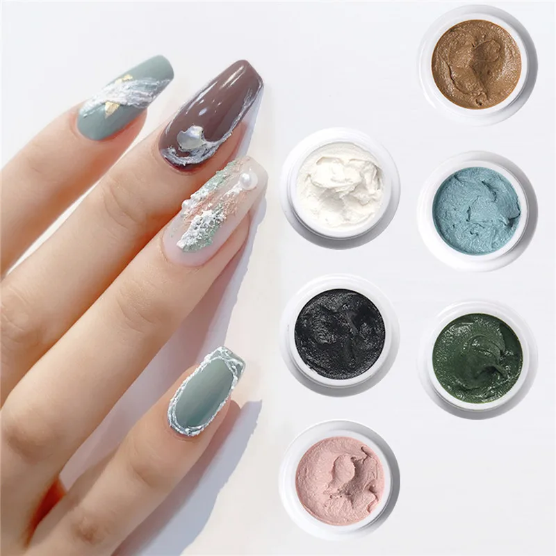 

6 Colors Nail Gypsum Gel Plaster Effect 3D Carving Drawing Design Nail UV Gel Polish Varnishes Acrylic Tip Manicure Nail Art 5ml