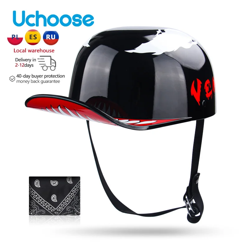 Baseball Cap Helmet Motorcycle Vintage Retro Helmets Summer Open Face  Chopper Gangster Scooter Cruiser  DS Men Women Kid