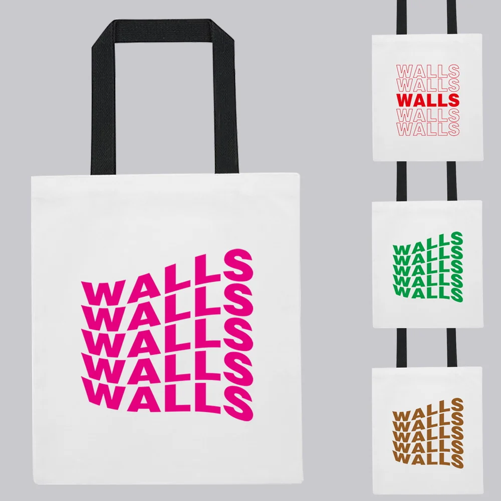 

Summer Shoulder Canvas Bags Large Capacity Wild Shopping Bag Walls Print Reusable Foldable Harajuku Style Shoulder Bag Storage