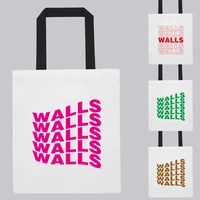 summer shoulder canvas bags large capacity wild shopping bag walls print reusable foldable harajuku style shoulder bag storage