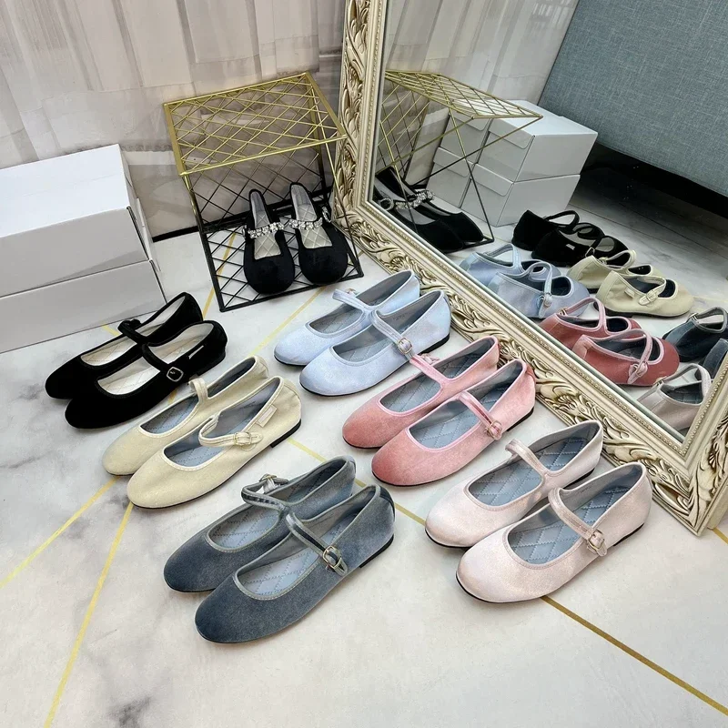 Балетки женские на плоской подошве Туфли Мэри Джейн круглый носок шелковая