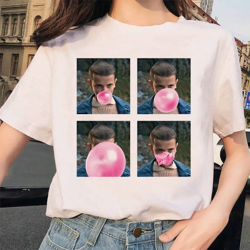Yabancı şeyler 3 Harajuku T gömlek kadın baş aşağı Ullzang baskı T-Shirt 90s grafik Tshirt moda onbir üst Tees kadın