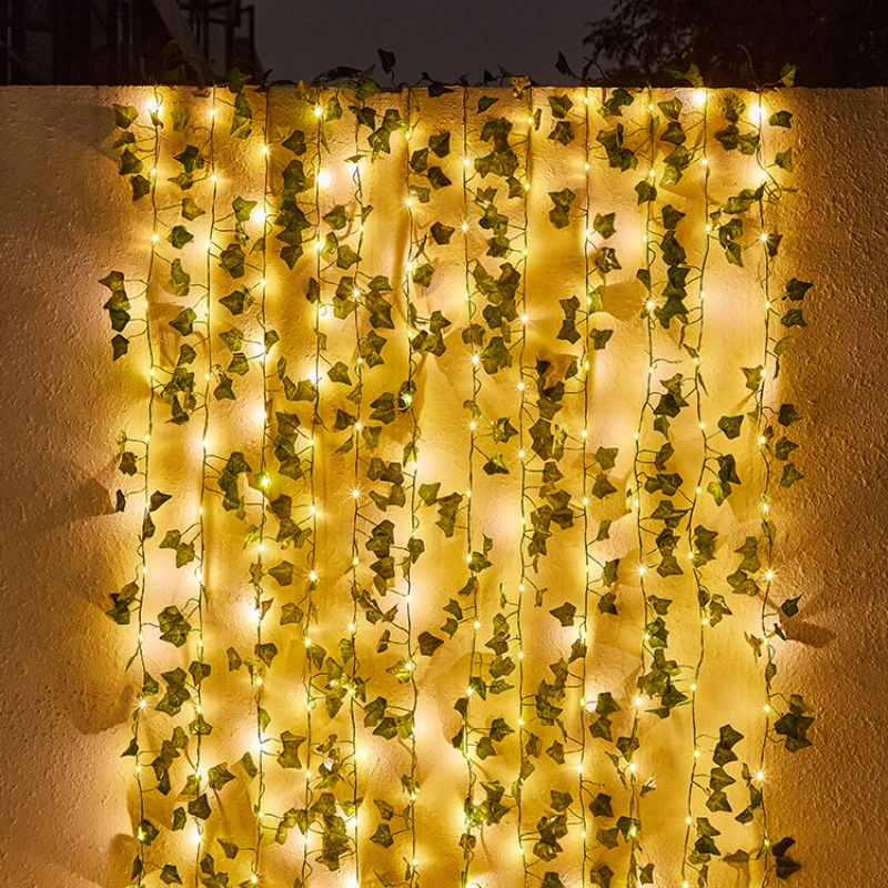 

2M 20LED Green Leaf String Lights Artificial Vine Fairy Lights Battery Powered Christmas Garland Light For Weeding Home Decor