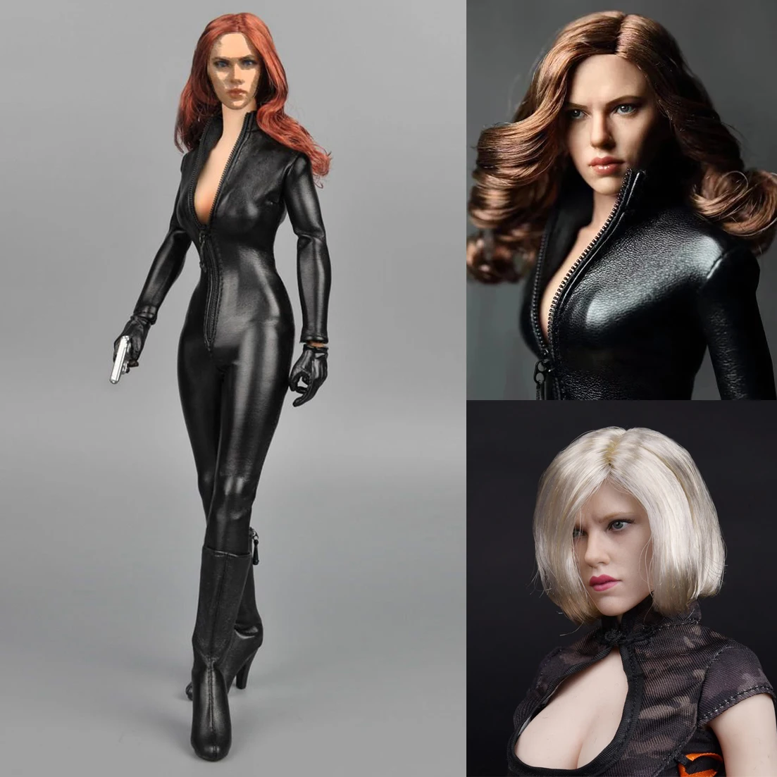 

1/6 Scale Captain American Civil War Black Widow 5.0 Female Head Sculpt Scarlet Johansson Natasha Head Bodysuit Jacket Model