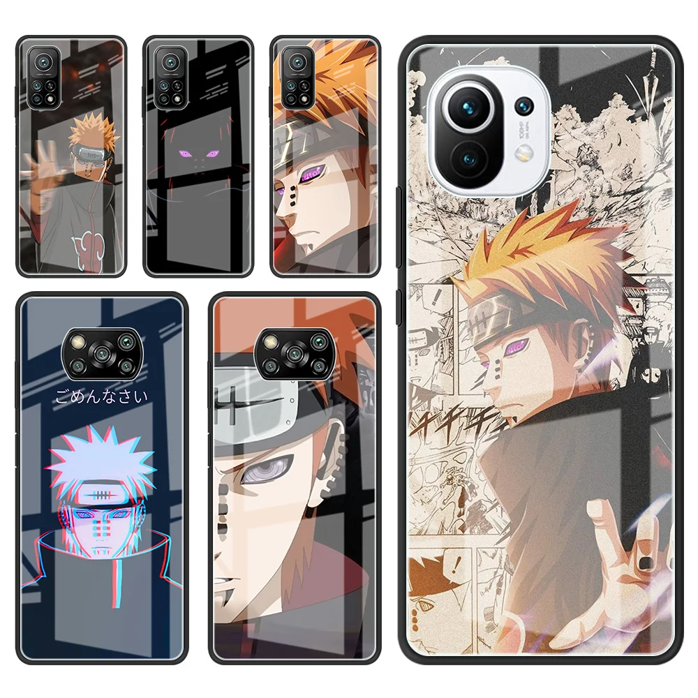 

Glass Case For Xiaomi Mi Poco X4 Pro X3 NFC F3 11 Lite 11T Phone Cover For Redmi Note 10 11 9 10S 9S 8 9A 9C Anime Naruto Pain