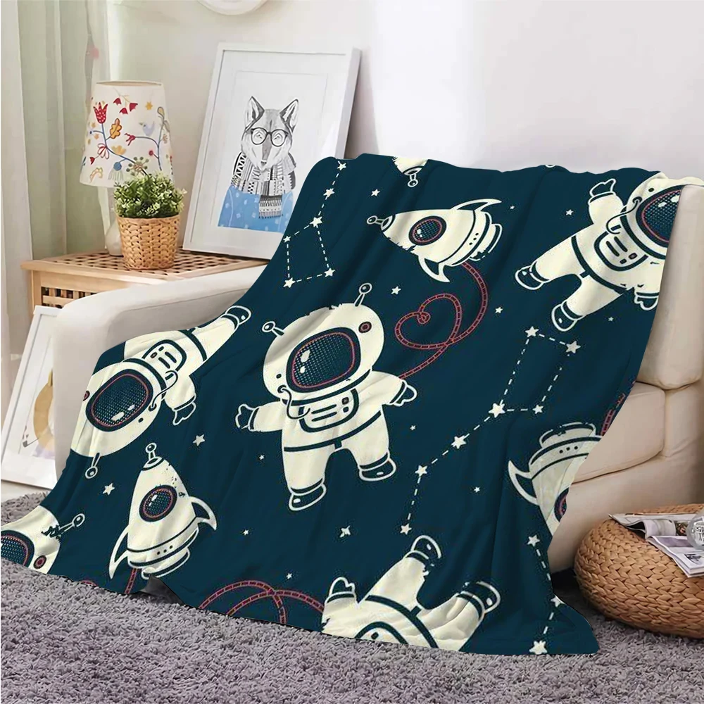 

CLOOCL Children's Flannel Blanket Cartoon Starry Sky Astronaut 3D Printed Blanket Throws on Sofa Bed Travel Blanket Dropshipping