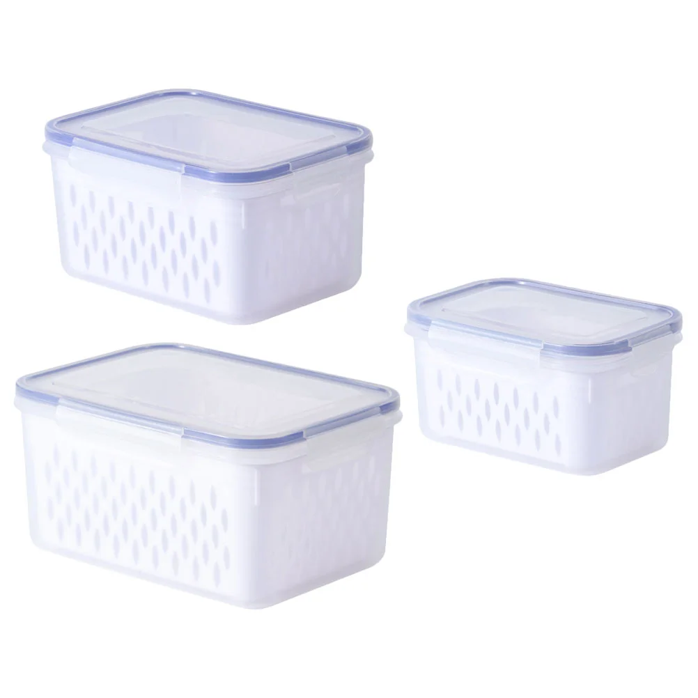 

3 Pcs Food Containers Storage Produce Saver Salad For Fridge Household Stackable Strawberry Fruit Vegetable