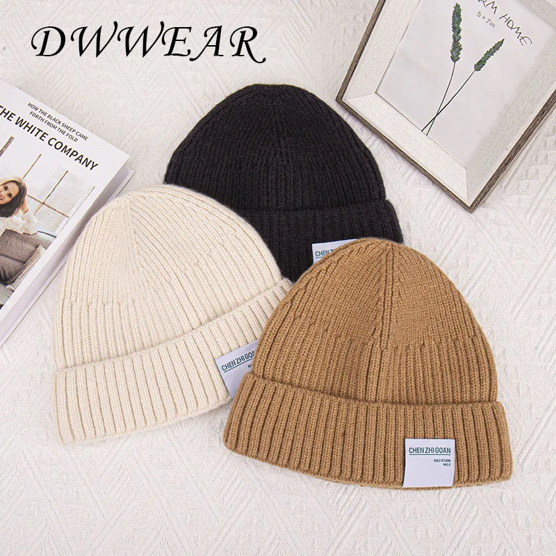 

DWWEAR Korean wool Knitted Caps Skullcap Women Men's Caps Autumn Spring Brand Skullies beanies Baggy Melon Cap knit hat