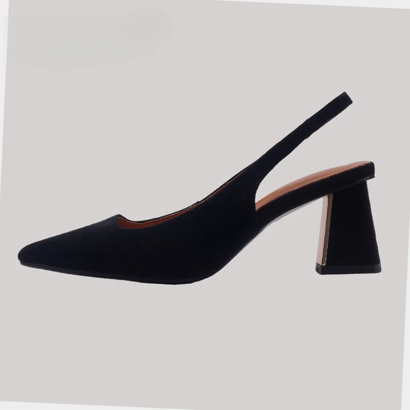 

dermis Size 34-40 Sandals Women 2023 Real Leather Close-Toe High Heels Summer Shoes For Women Chunky Heel Backsling Sandalias
