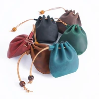 first layer cowhide drawstring coin purse retro leather coin bag storage bag drawstring pocket bag casual hand small purse