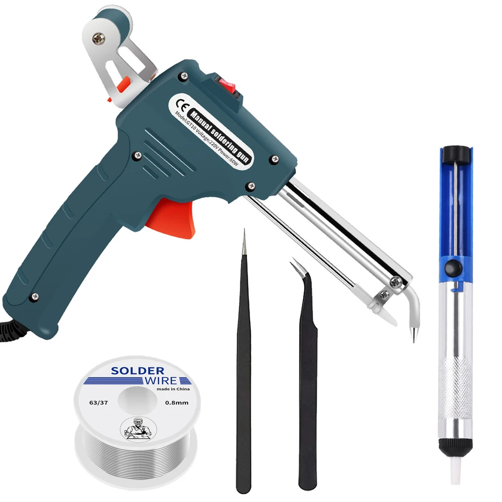 Automatically Soldering Gun Hand-held Solder Iron Kit Welding Tool, Desoldering Pump, Tweezers for Circuit Board Repair Tool
