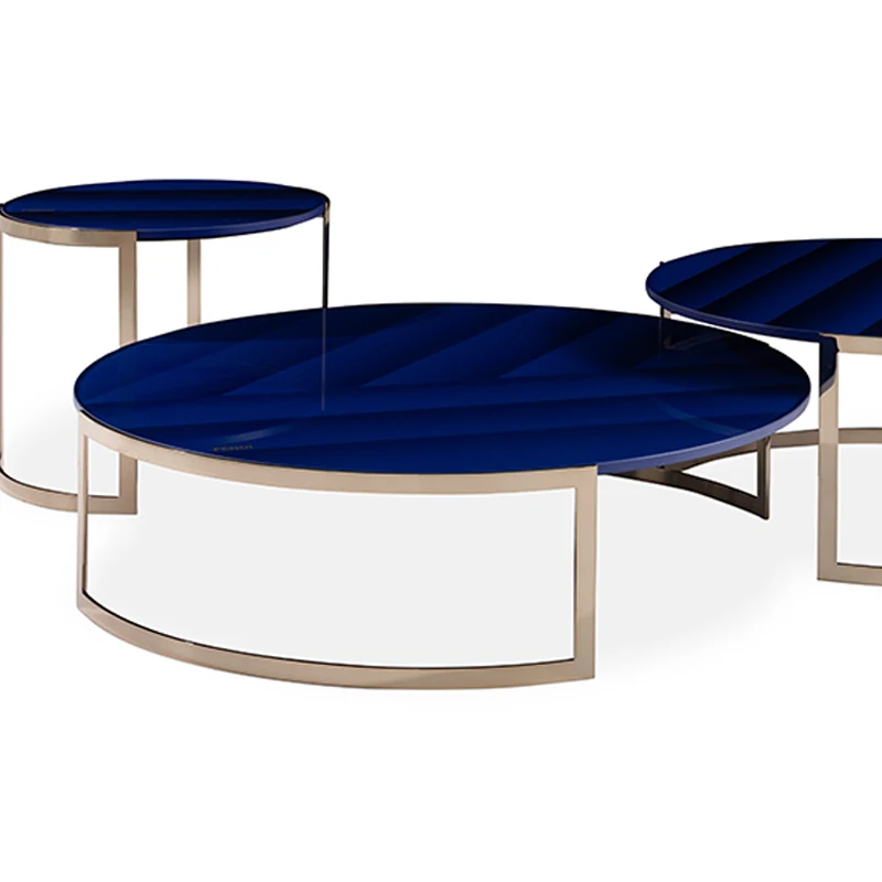 

Светильник роскошный постмодерн в итальянском стиле, синий боковой столик из закаленного стекла, Круглый кофейный столик из древесины