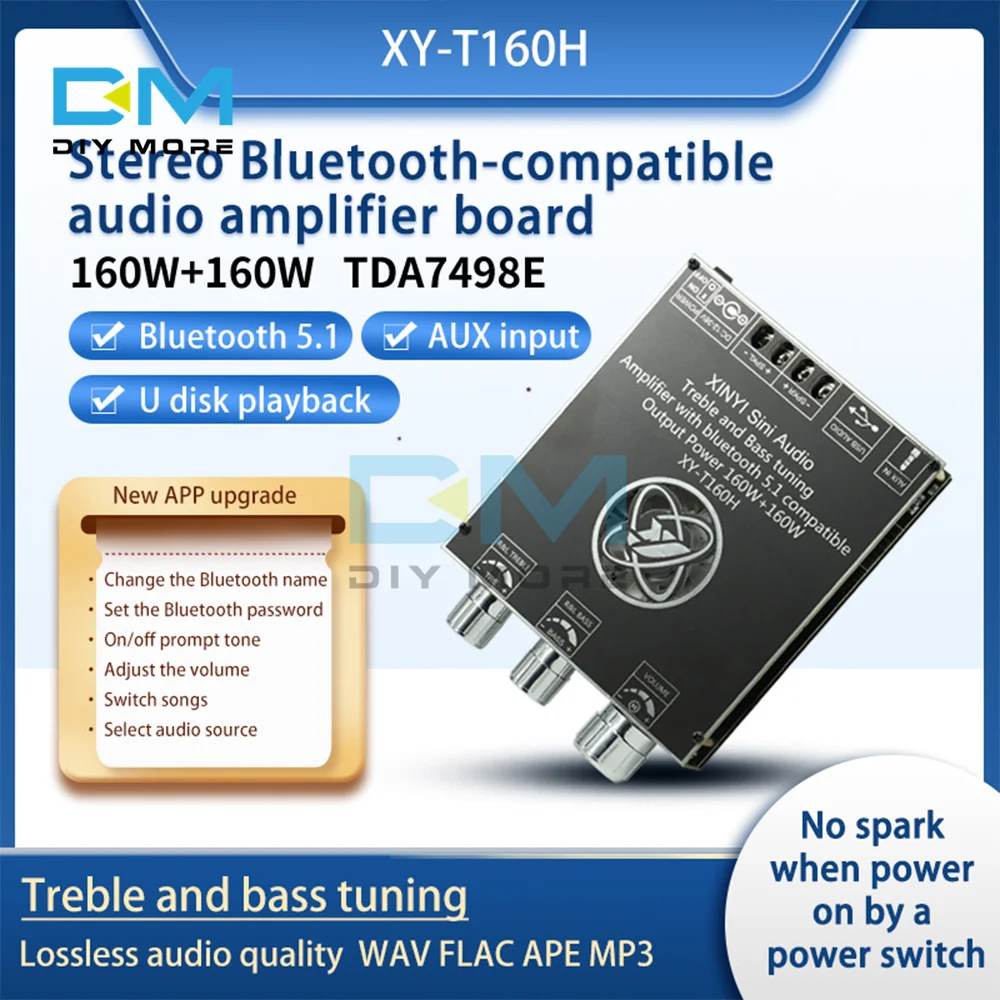 

T160H с высокими басами, регулируемая фотоплата, двухканальный стерео модуль TDA7498E 160 Вт * 2