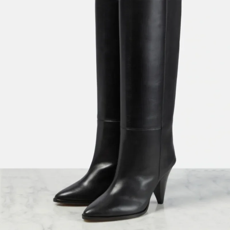 Arden Furtado/2024 осенне-зимние женские сапоги до колена из воловьей кожи с острым