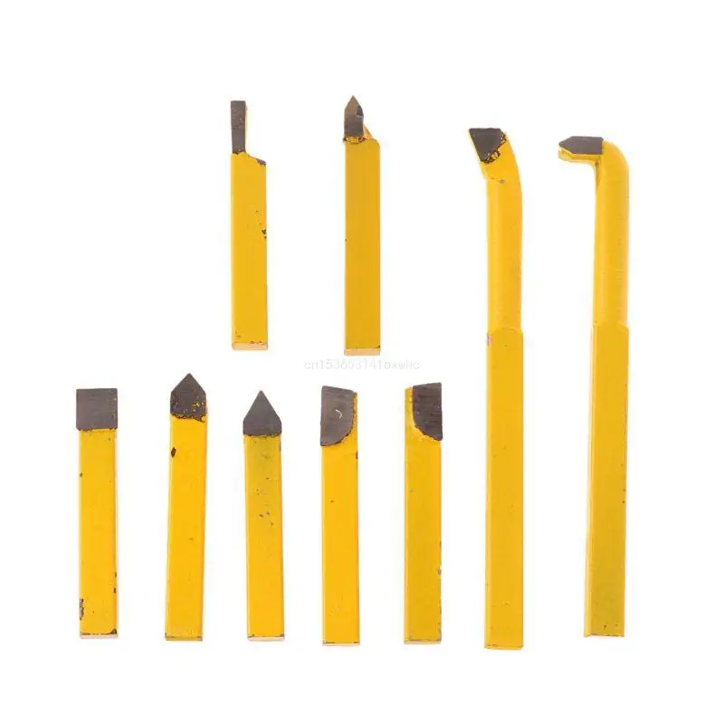 

Dropship 9Pcs 8x8mm Tipped Lathe Metal Cutter Bit Cutting Tool Set Turning Boring