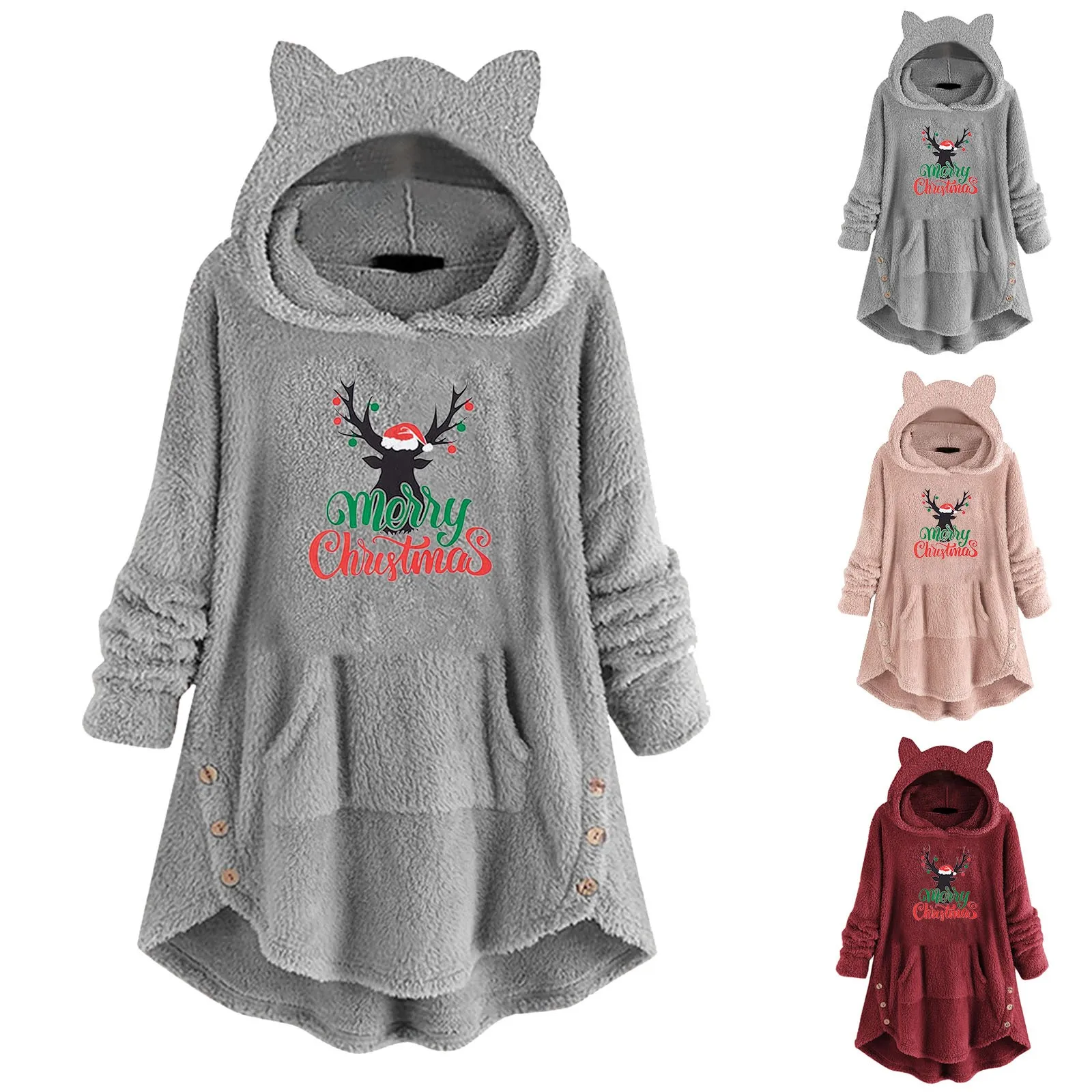 

Женская рождественская флисовая длинная флисовая куртка на молнии спереди с монограммой флисовые куртки для женщин женские длинные флисов...