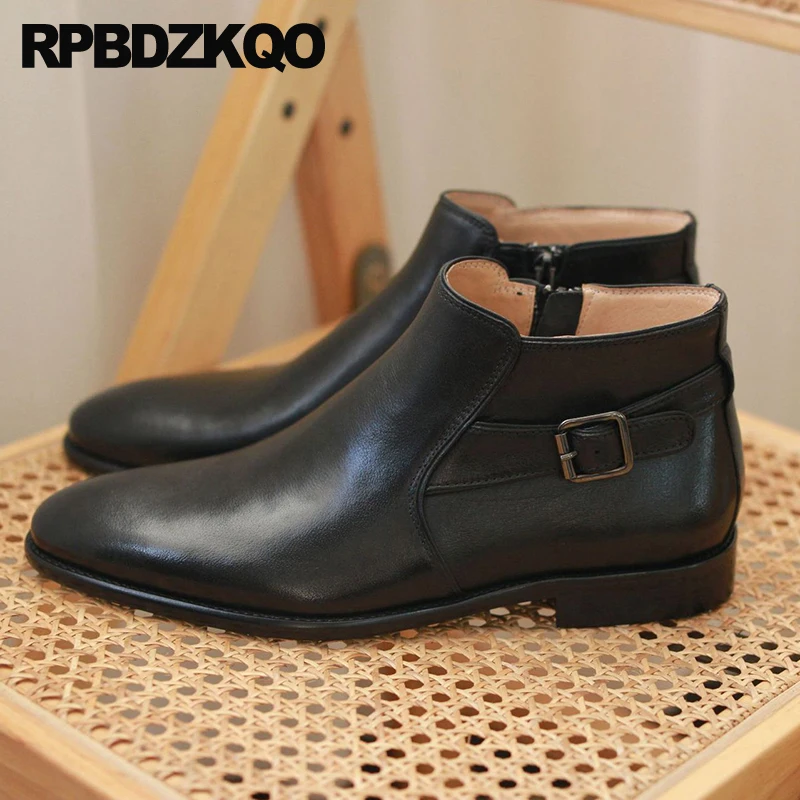 Ботинки мужские коричневые коровья кожа короткая Пряжка металлическая подошва