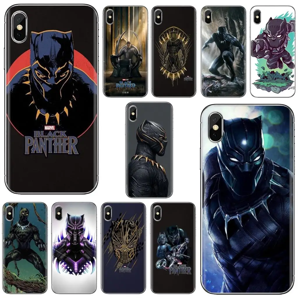 

For iPhone 10 11 12 13 Mini Pro 4S 5S SE 5C 6 6S 7 8 X XR XS Plus Max 2020 Silicone Case TV Avengers Marvel Comics Black Panther