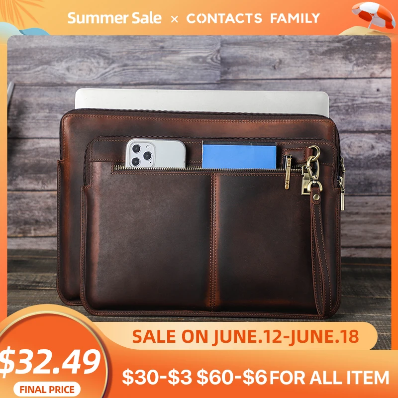 Genuine Leather Laptop Sleeve Case 13 14 15 16 Inch For Macb