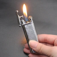 creative grinding wheel open flame lighter metal embossing process drawing inflatable cigarette lighter smoking accessories