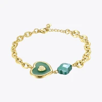 enfashion colorful heart bracelet femme gold color geometric stainless steel hollow bracelets for women fashion jewelry b192066