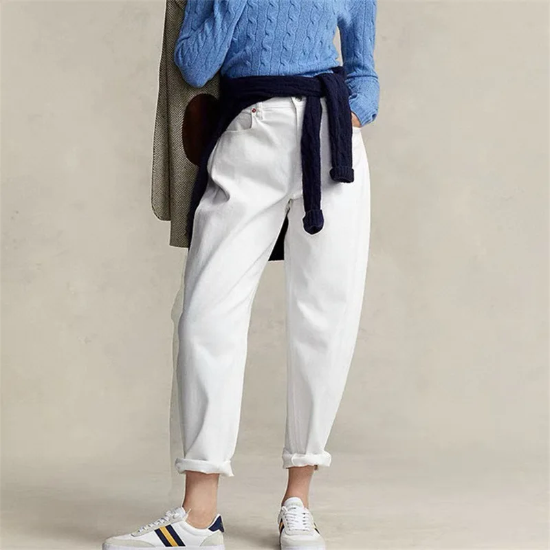 

Women's Jeans 2023 Trend Cotton White Hight Waist Casual Fashion Streetwear Vintage Denim Pencil RL Pants